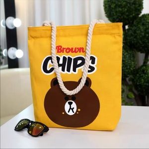 Brown bear shoulder bag reusable bags